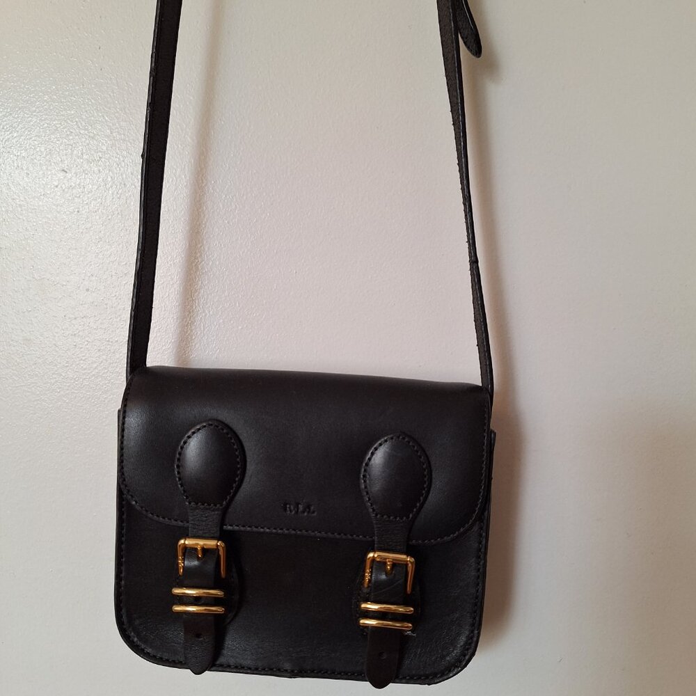 New Ralph Lauren Leather crossbody bag - Color BLACK with gold hardware